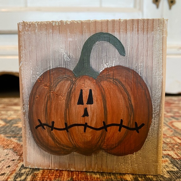 Set of three Jack o Lantern blocks, Halloween decor - Picture 4 of 4